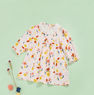 21秋婴儿纱布连衣裙   精灵朵朵粉