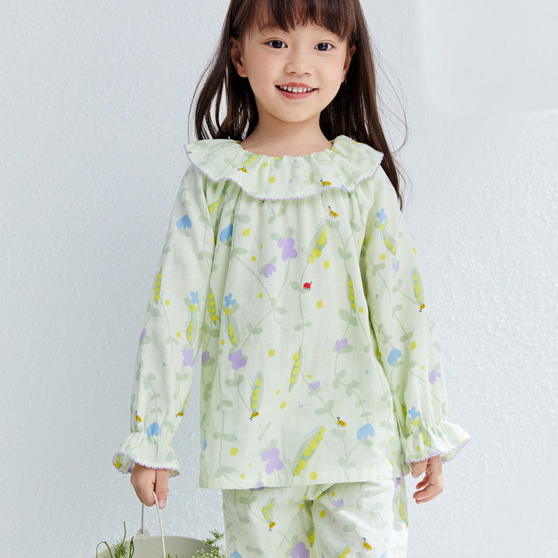 女童纱布家居套装
